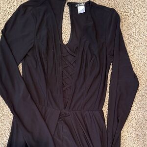 VENUS Black Long Sleeve Dress with Front Detail